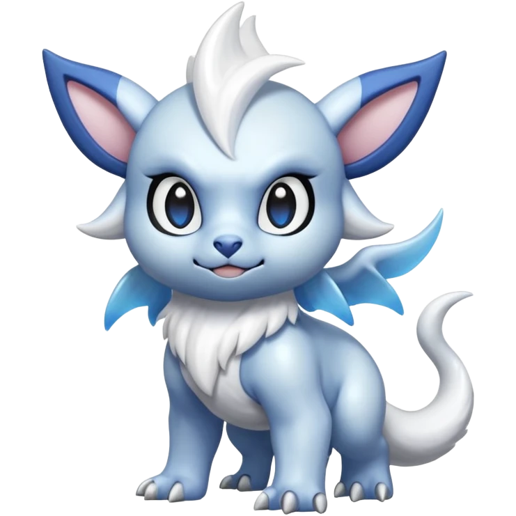 White glossy soft silky furry iridescent Absol-Shinx-fusion-hybrid, full body emoji