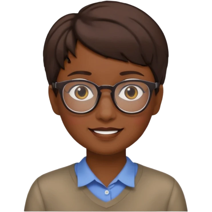 A person emoji with glasses and small smile with short brown hair🤓🙁🧑🏽 emoji
