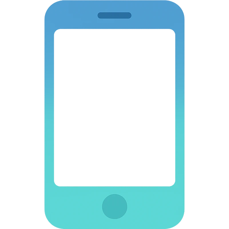 Smartphone icon, flat emoji style, outline with blue and turquoise colors, white background emoji
