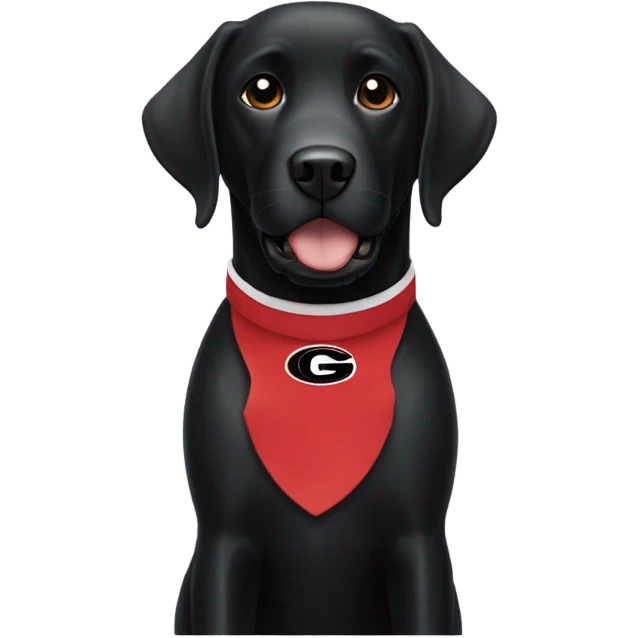 Black Labrador with a Georgia bull dawg collar emoji