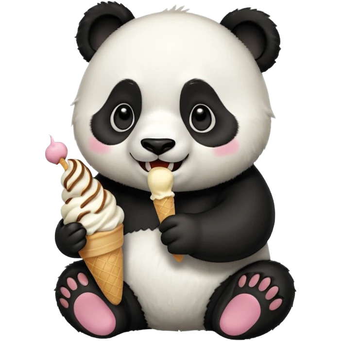 Panda eating ice cream emoji