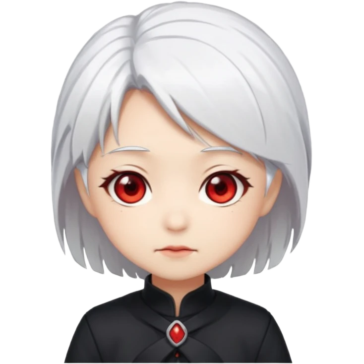 Anime, chibi, white hair, girl, red eyes emoji