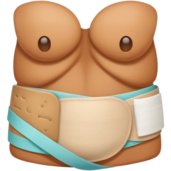 A cartoon stomach with bandages and healing symbols emoji
