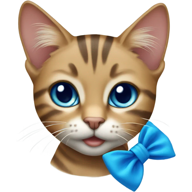 Tabby cat with blue bow emoji
