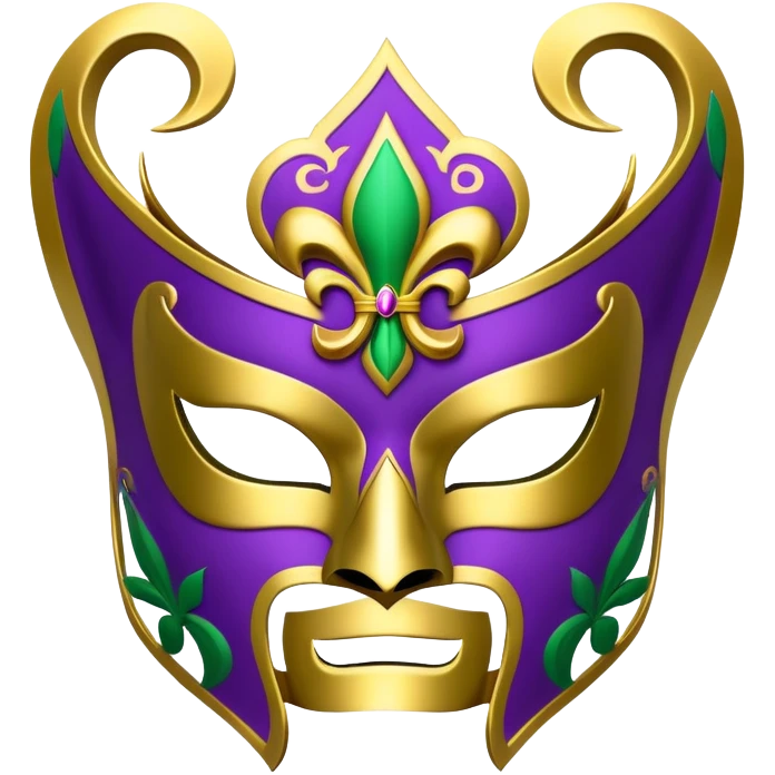Louisiana themed luchador mask with fleur-de-lis and Mardi Gras colors (purple, green, gold) emoji