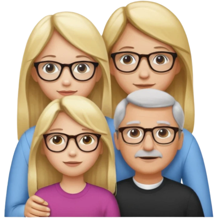 je voudrai un emoji d'une fille aux cheveux longs et blonds avec des lunettes avec son papa chatain et sa maman blonde emoji