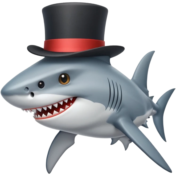 Shark with a top hat emoji