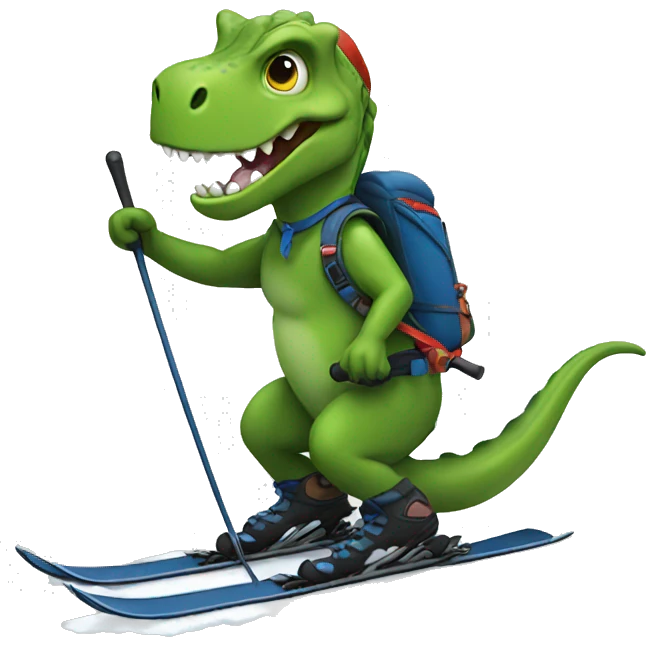 dino skiing emoji
