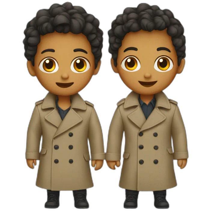 Two kids in one trenchcoat emoji
