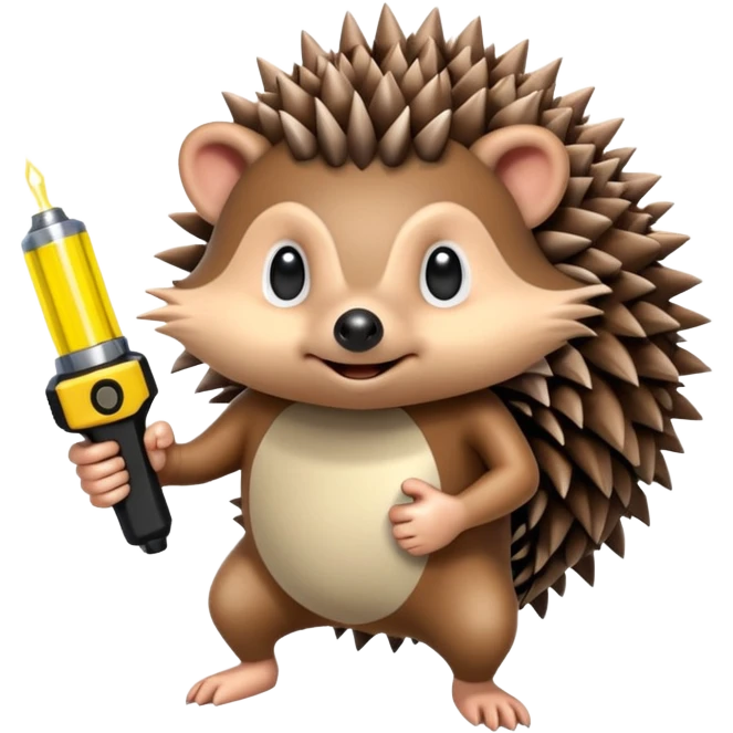 Hedgehog on 4 legs holding a taser emoji