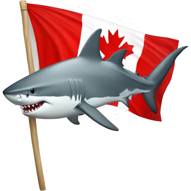 great white shark holding a canadian flag  emoji