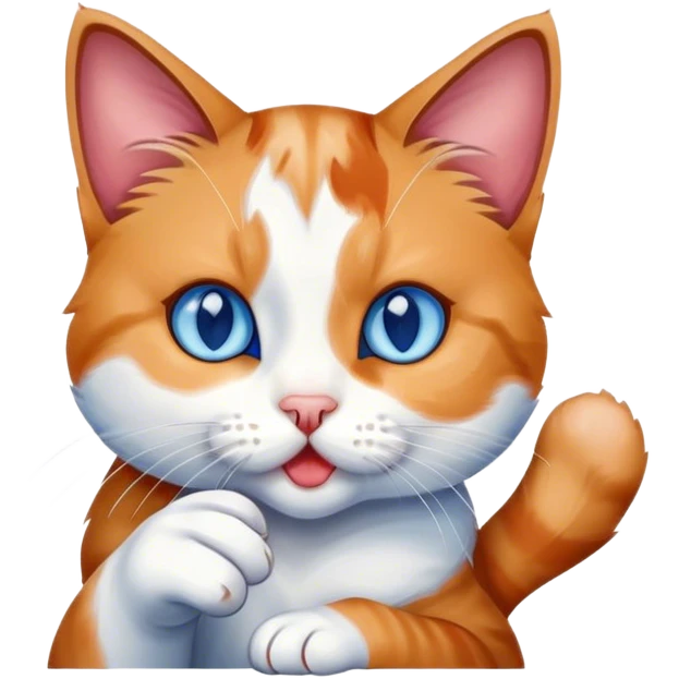 Cat with blue eyes licking its hand  emoji
