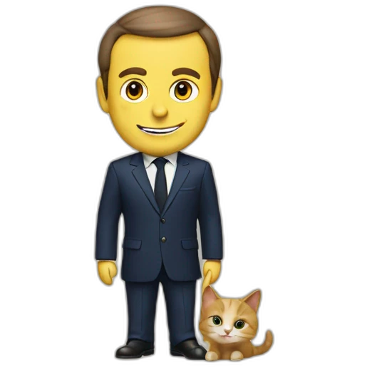 Macron avec un chat sur la tete  emoji