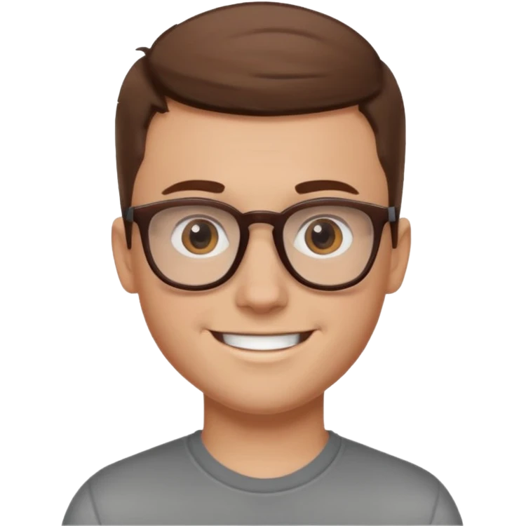 white boy high and tight brown hair with brown glasses emoji