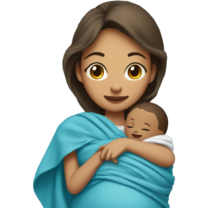 A pregnant woman resting on a hospital bed, holding her newborn baby wrapped snugly in a blue swaddle blanket.






 emoji