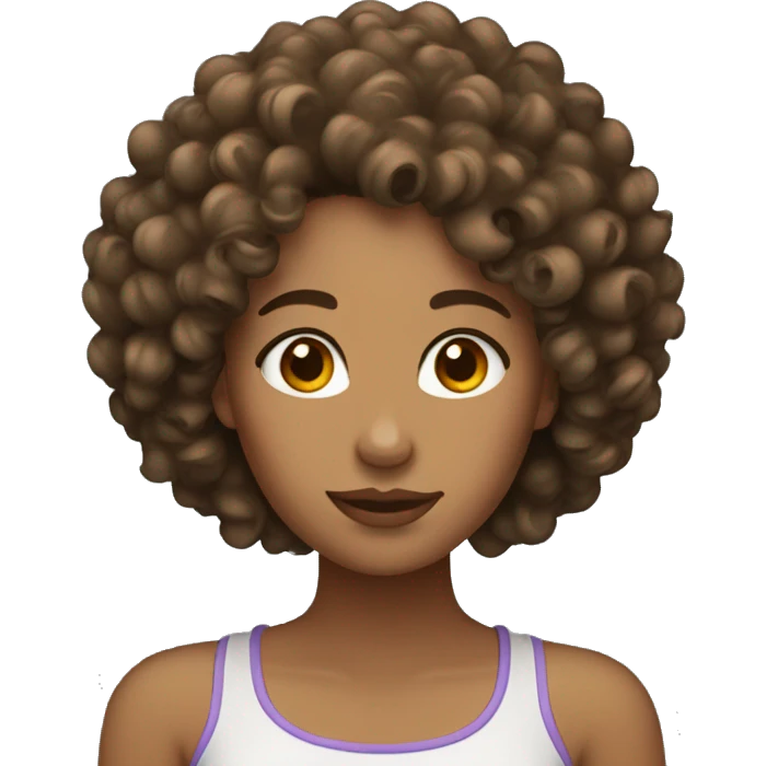 woman curly hair brown emoji