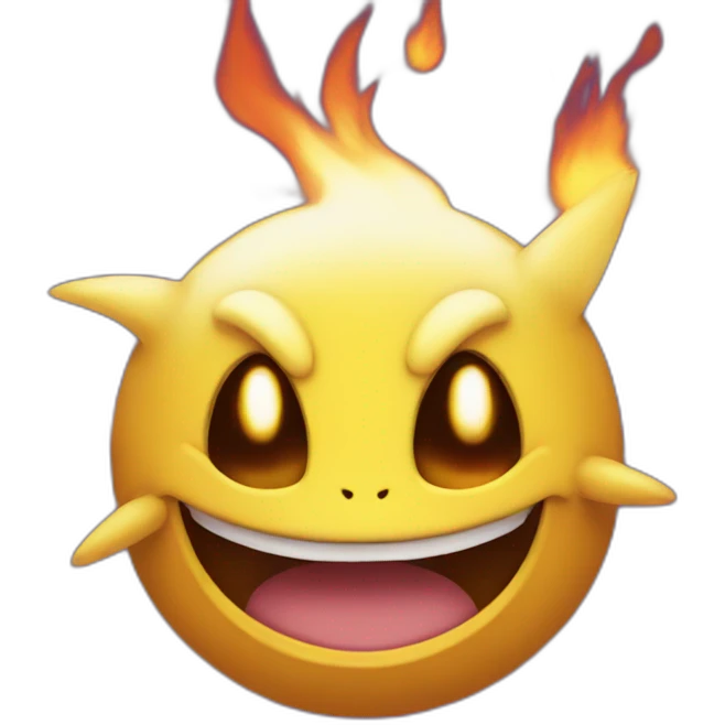 smiling pokemon surrounded by fire without eyes emoji