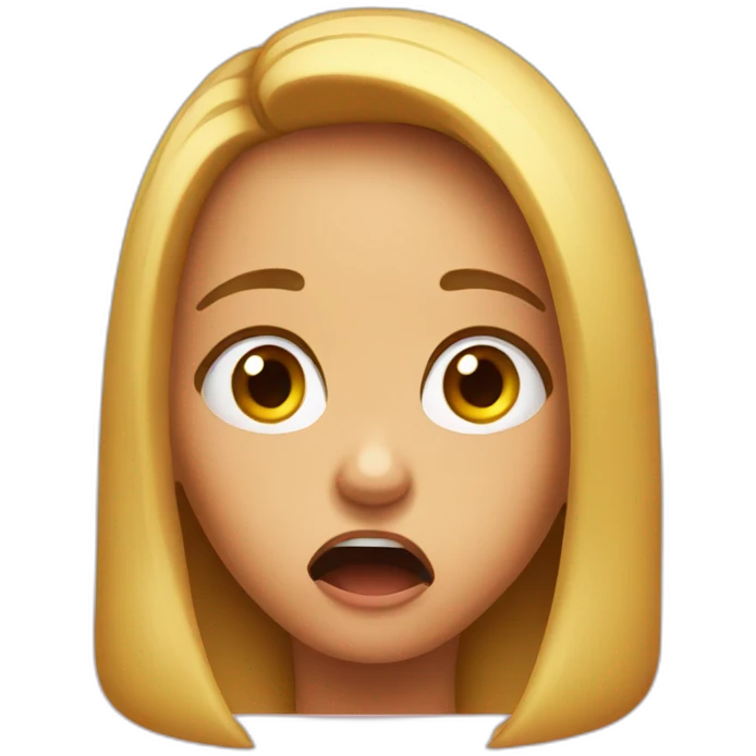 surprised girl with an angry look emoji