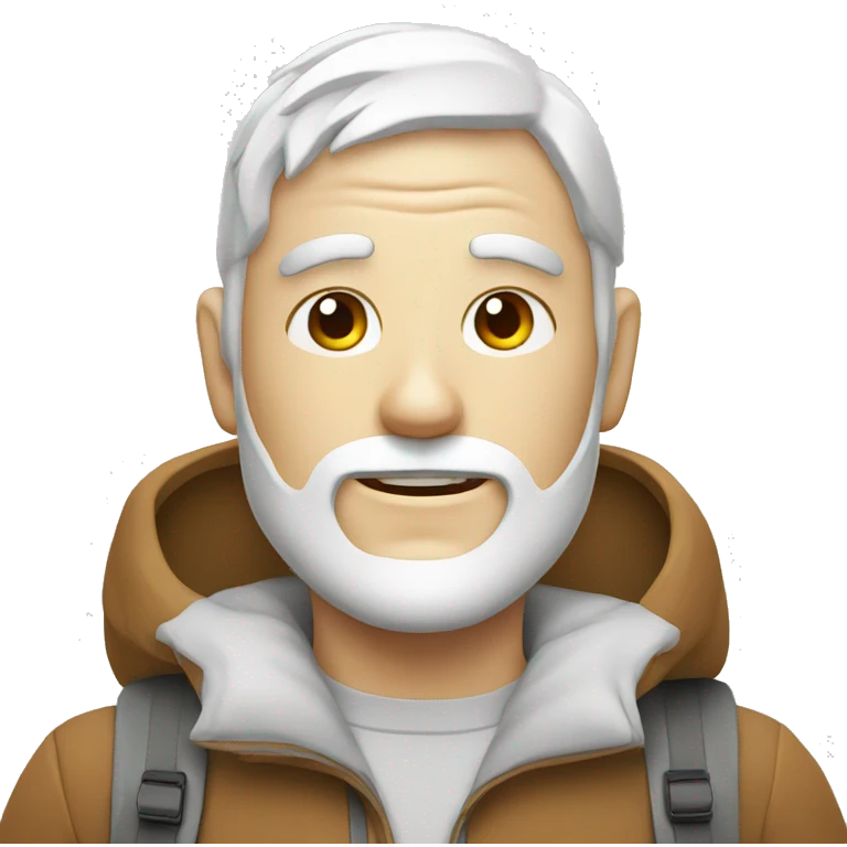 hiking white face man emoji