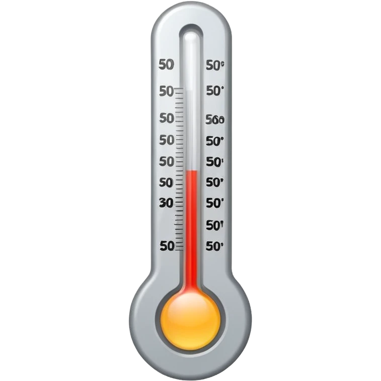 at a 45-degree angle backward and slightly to the right, the thermometer should be gray, like a mercury thermometer, and show 50+>C emoji