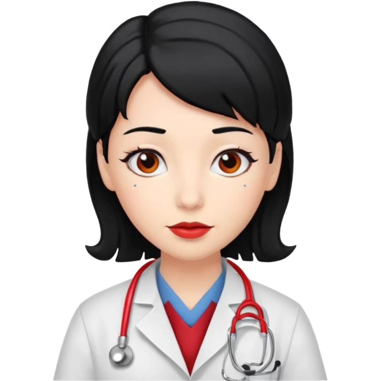 doctor with black hair and red hairclips  emoji