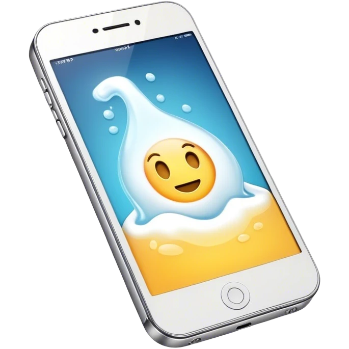 a phone with white liquid on top emoji