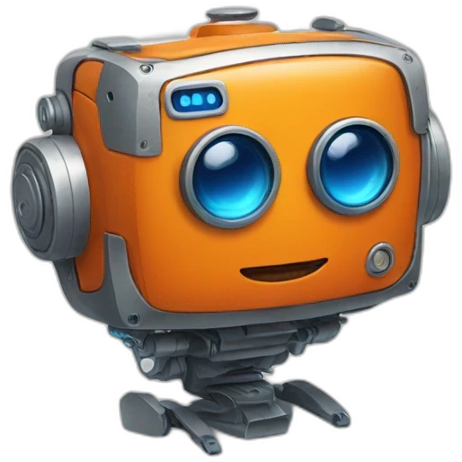 little orange robot with blue eyes emoji