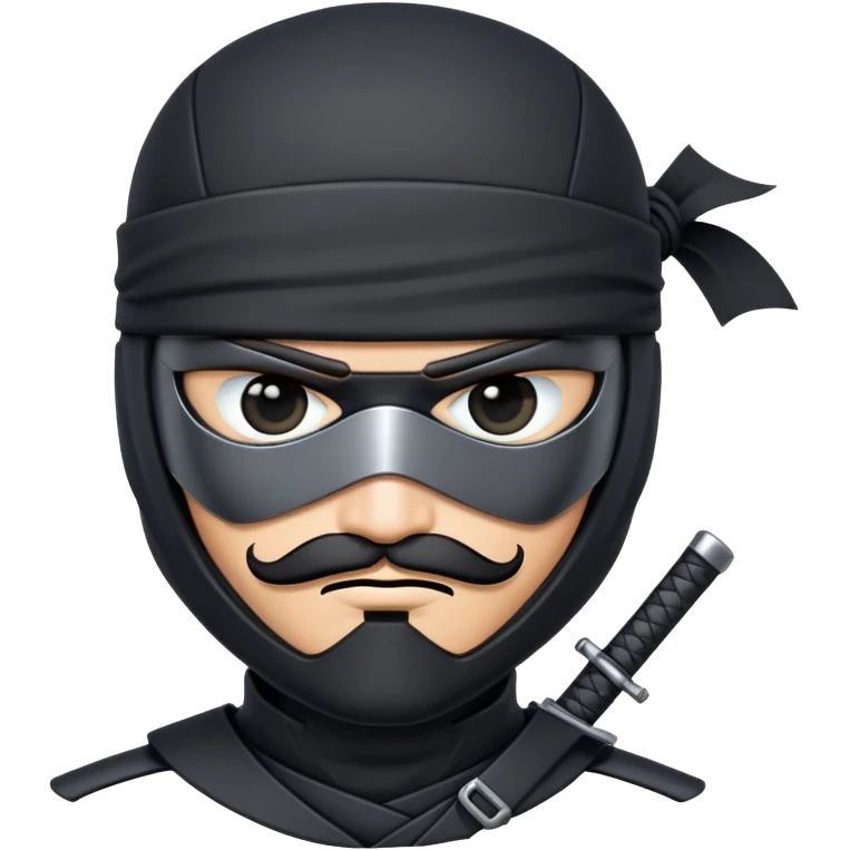 black ninja mercenary android with mustache and eye-patch emoji