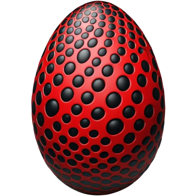 xenomorph egg with pale black intricate scale patterns color red black  emoji