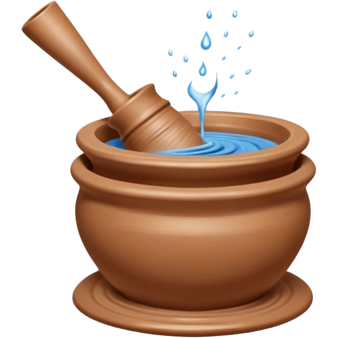 Realistic image of a potter's wheel in action, shaping wet clay into graceful shapes, water splashing gently emoji