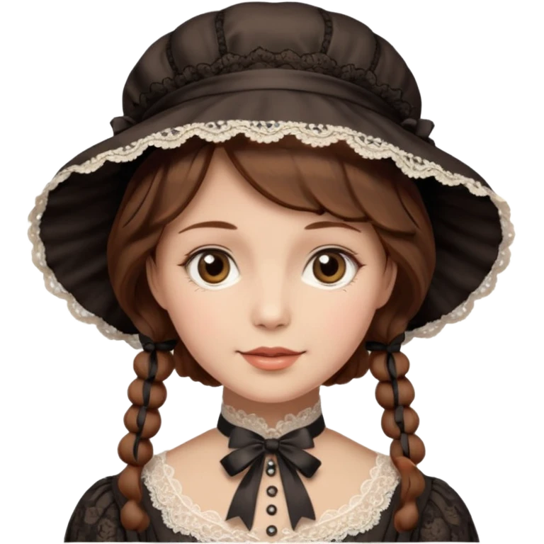 victorian lady face with brown hair emoji