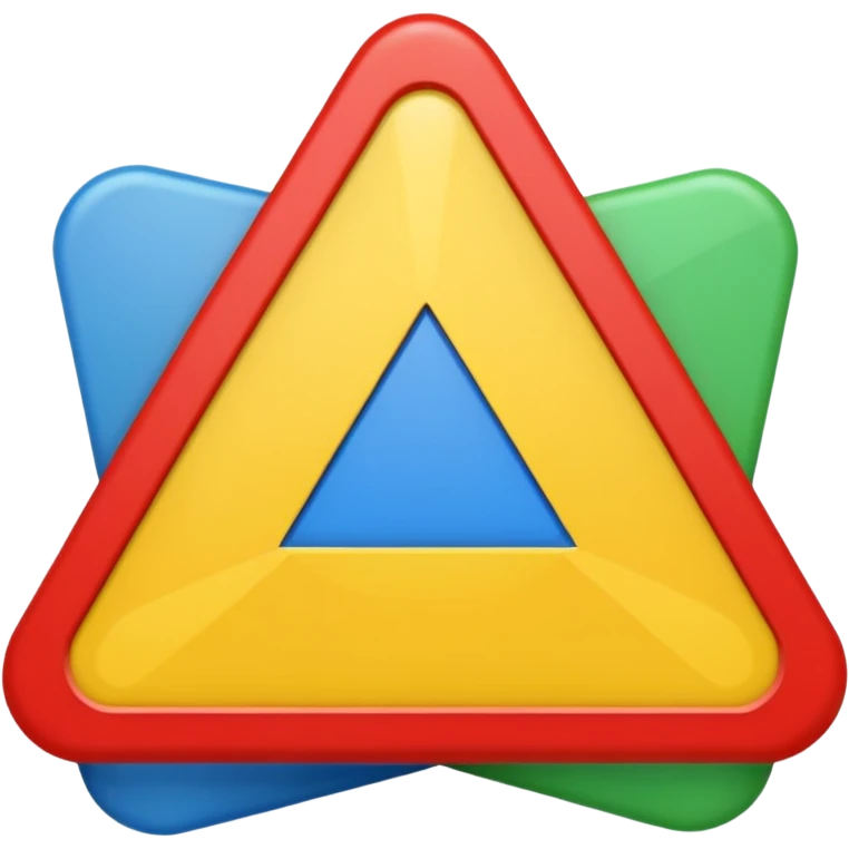 basic color shapes scattered: red circle, blue square, yellow triangle, green rectangle emoji