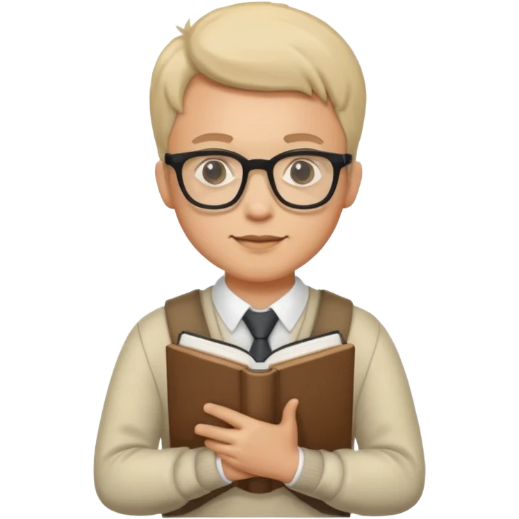 Nerd man wearing glasses with the book and computer emoji