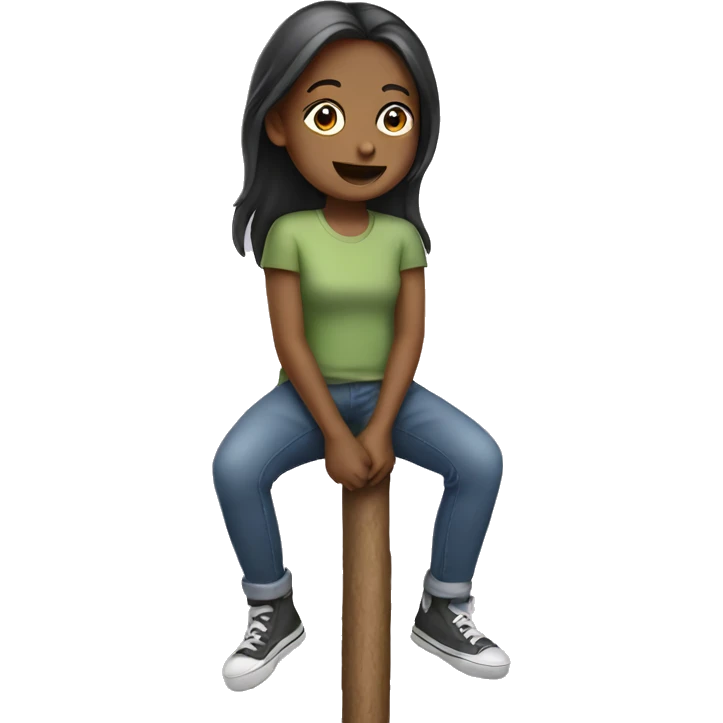 Girl sitting on stick emoji