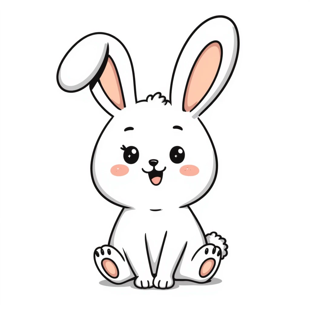 kawaii bunny plush toy with sparkly eyes and a huge smile, soft pastel colors, dreamy hand-drawn style emoji