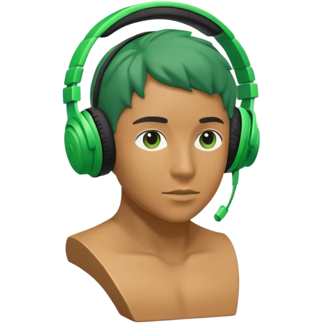 green bust in silhouette with green headphones emoji