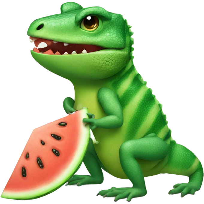A lizard eating a watermelon  emoji
