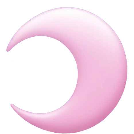 Pink crescent moon with sparkly violet clouds emoji