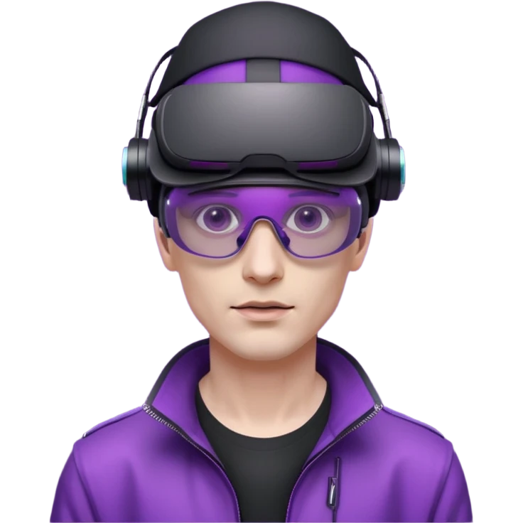 Cyberpunk man fappy head 3d puruple cyber VR -glasses only face emoji