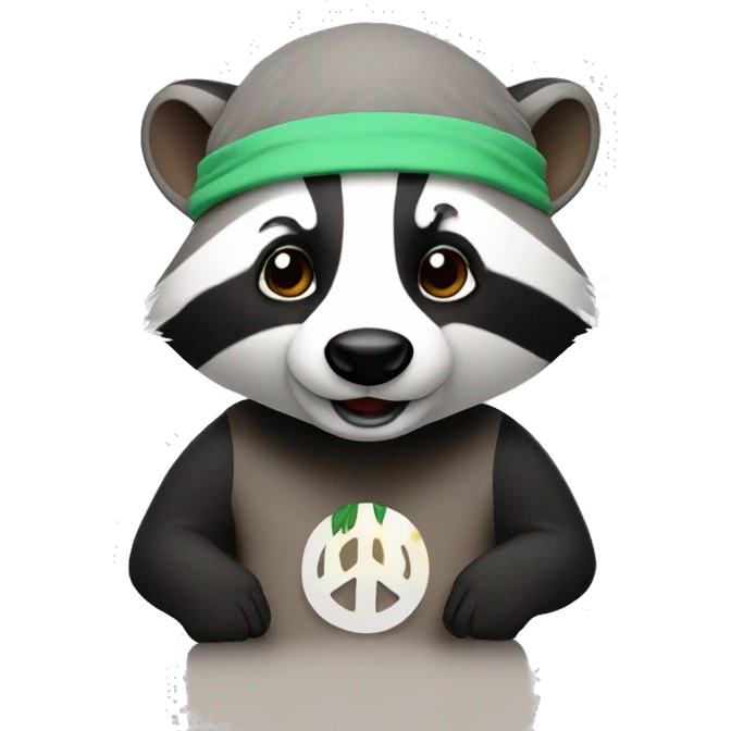 Badger with headband and peace sign emoji
