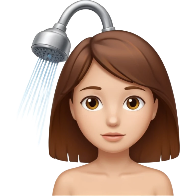 gril brown hair under shower head  emoji