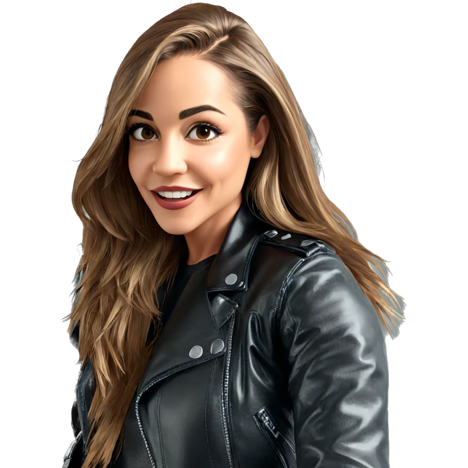 smiling girl in leather jacket emoji