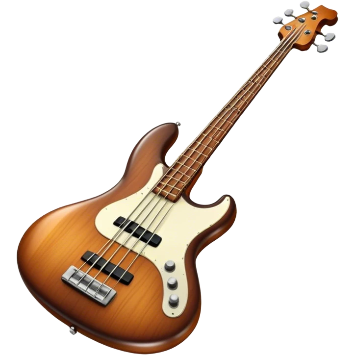 Cinematic Realistic Bass, deep polished wood with rich grain, thick taut strings stretching across its curved body, subtle warm lighting emphasizing its form, glowing with depth and powerful musical resonance. emoji