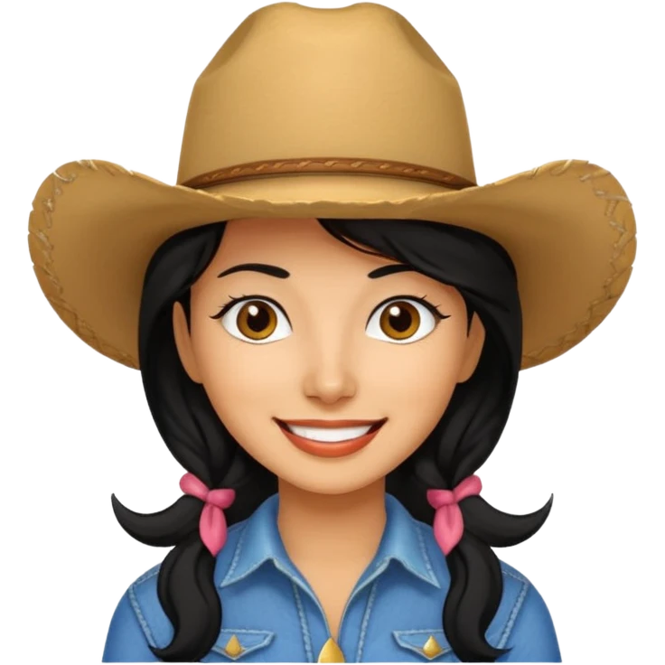 Saluting cowgirl Latina black hair emoji