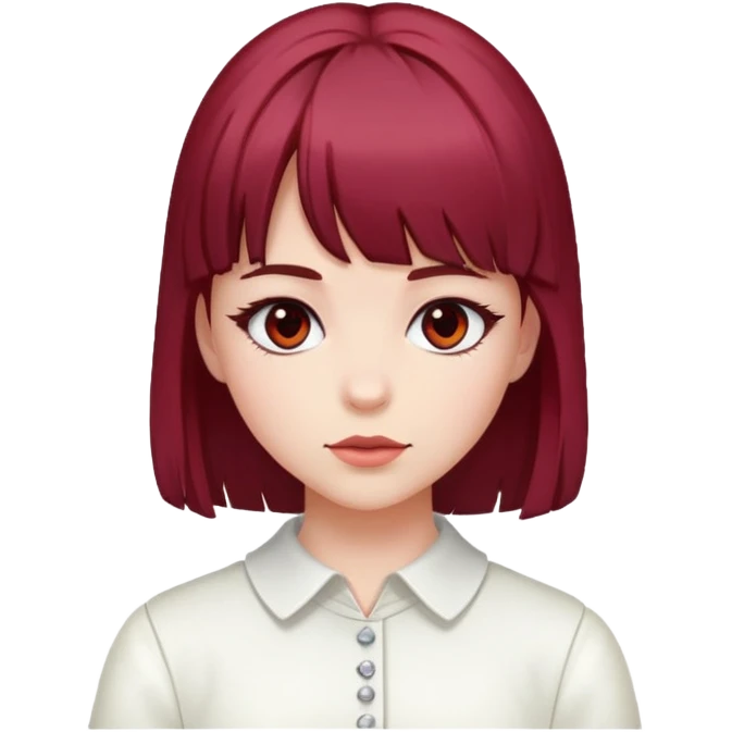Girl with garnet hair bangs and white
 emoji