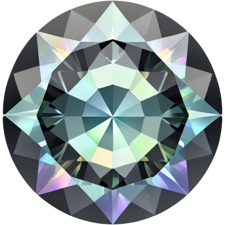 round cut gemstone with iridescent shine, smoky grey color, brilliant facets emoji