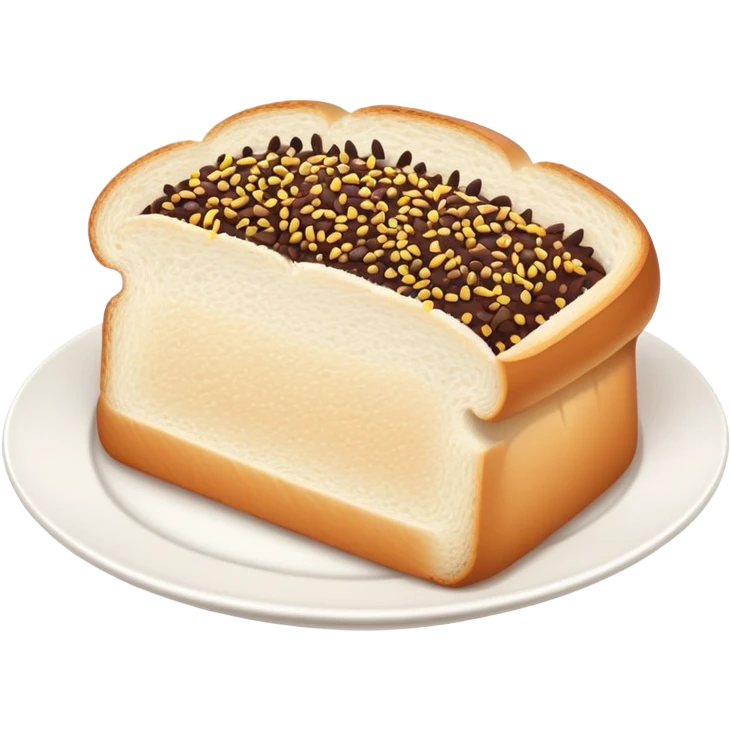 Slice of white bread on a white plate with chocolate sprinkles on top emoji