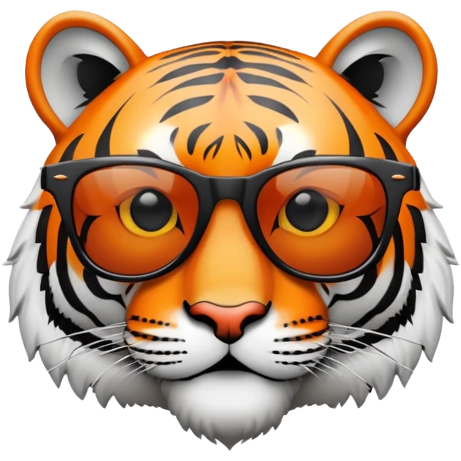 tiger face with dark lens wayfarer sunglasses, cool expression emoji