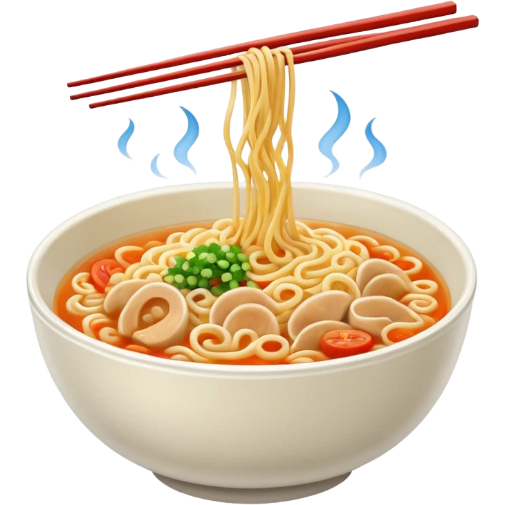 raw a hot bowl of noodles with chopsticks. emoji