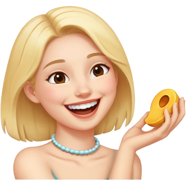 Girl holding neck laughing  emoji